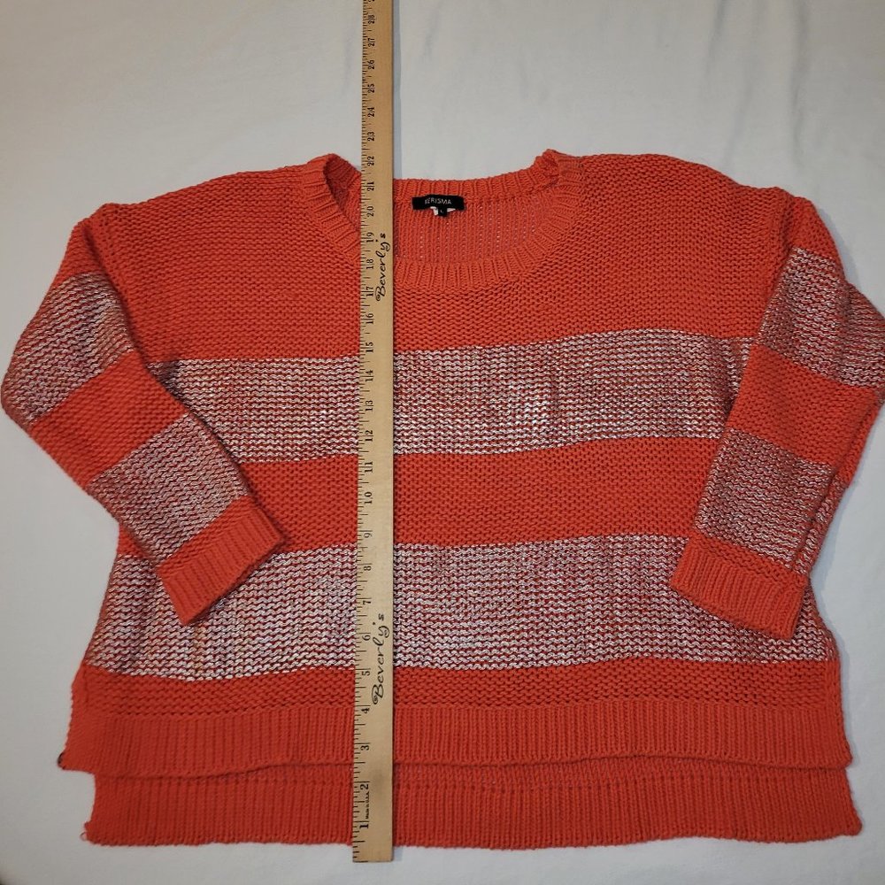 Large Orange and Silver Stripe Sweater